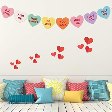 TUPARKA Valentine Conversation Candy Hearts Banner Valentine Candy Hearts Sayings Garland for Valentine's Day Decoration Party Supplies