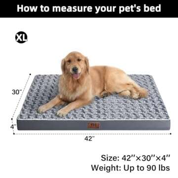 WESTERN HOME WH Large Dog Bed for Large, Jumbo, Medium Dogs, Orthopedic Pet Bed Waterproof Mattress with Removable Washable Cover, Thick Egg Crate Foam Dog Bed with Non-Slip Bottom