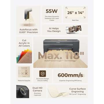 xTool P2S 55W CO2 Laser Cutter for Versatile Engraving