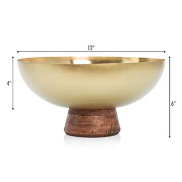 Gold Metal Decorative Centerpiece Bowl for Coffee Table, Wedding & Dining Table, Functional Tray, Li...