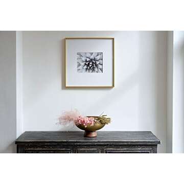 Gold Metal Decorative Centerpiece Bowl for Coffee Table, Wedding & Dining Table, Functional Tray, Living Room Decoration with Wooden Stand, Floral House Decor, Modern Chic Home Accent