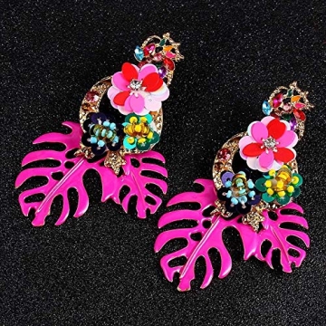 Lureme Colorful Sequin Leaf Earrings for Summer Fun