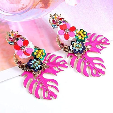 Lureme Colorful Sequin Leaf Earrings for Summer Fun