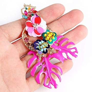 Lureme Colorful Sequin Leaf Earrings for Summer Fun