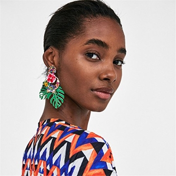 Lureme Colorful Sequin Leaf Earrings for Summer Fun