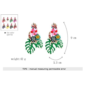 Lureme Colorful Sequin Leaf Earrings for Summer Fun
