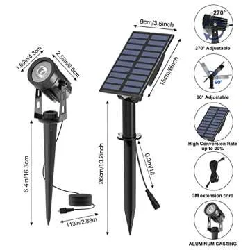 T-SUNUS Solar Landscape Spotlights: Bright and Waterproof Garden Lighting