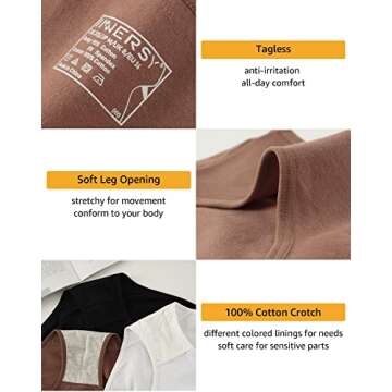 INNERSY Womens Cotton Hipster Underwear 6-Pack Comfort