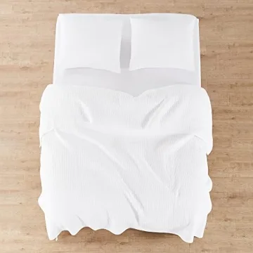 Levtex Home - Cross Stitch Bright White Quilt Set - 100% Cotton - King/Cal King Quilt (106x92in.) + 2 King Shams (36x20in.) - Reversible - Cotton Fabric