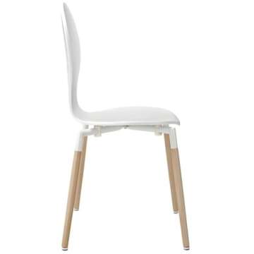 Modway Path Mid-Century Modern Four Kitchen and Dining Room Chairs in White