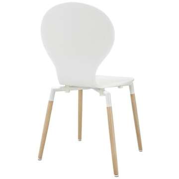 Modway Path Mid-Century Modern Four Kitchen and Dining Room Chairs in White