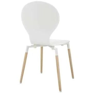 Modway Path Mid-Century Modern Four Kitchen and Dining Room Chairs in White