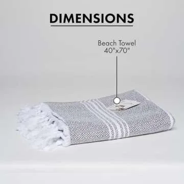 SALBAKOS - Cotton Turkish Beach Towel - Made with 100% Turkish Cotton, Lightweight, Absorbent & Quick Dry Beach Towels for Gym, Pool, Beach & Spa | 40"x70" (Gray)