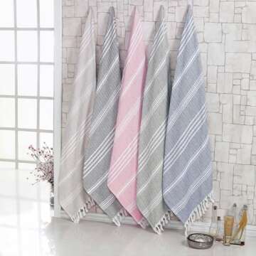 SALBAKOS - Cotton Turkish Beach Towel - Made with 100% Turkish Cotton, Lightweight, Absorbent & Quick Dry Beach Towels for Gym, Pool, Beach & Spa | 40"x70" (Gray)