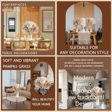 180PCS Natural Dried Pampas Grass Elegant Home Decor