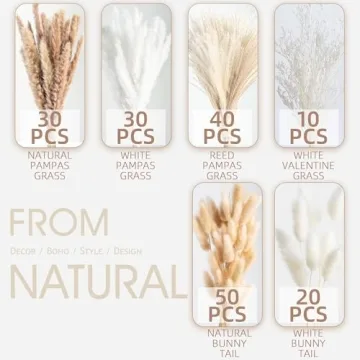 180PCS Natural Dried Pampas Grass Elegant Home Decor
