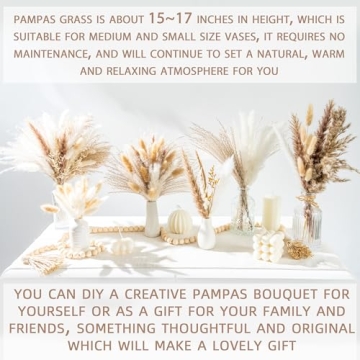 180PCS Natural Dried Pampas Grass Elegant Home Decor