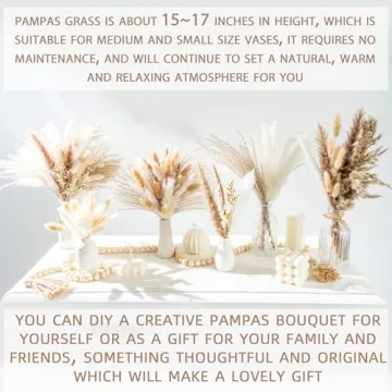 180PCS Natural Dried Pampas Grass Elegant Home Decor