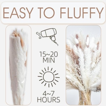 180PCS Natural Dried Pampas Grass Elegant Home Decor