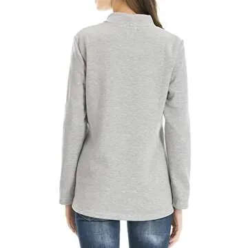 Smallshow Women's Fleece Nursing Tops Shirts Long Sleeve Breastfeeding Clothes Medium Light Grey