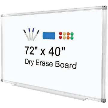 72x40 Magnetic Dry Erase Board with Pen Tray - Wall-Mounted Office Essential