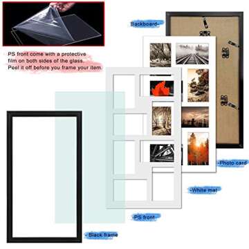 QUTREY 4x6 Black Collage Picture Frames Set of 2, 8 Openings Matted Collage Frame for 4x6 Pictures t...