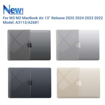 IBENZER Compatible with 2025 2024 2023 2022 MacBook Air 13 inch Case M3 A3113 M2 A2681, Hardshell Case & KeyboardCover & ScreenFilm for Mac Air 13.6 with Touch ID, Crystal Frost Clear, KK-CYCL+2