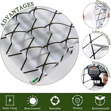 VELIMAX Frosted Black Lattice Window Film for Privacy