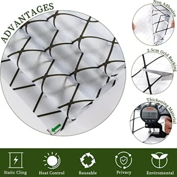 VELIMAX Frosted Black Lattice Window Film for Privacy