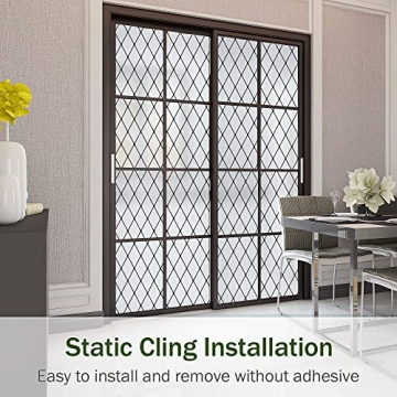 VELIMAX Frosted Black Lattice Window Film for Privacy