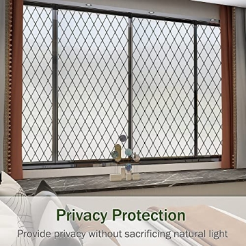 VELIMAX Frosted Black Lattice Window Film for Privacy