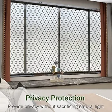 VELIMAX Frosted Black Lattice Window Film for Privacy