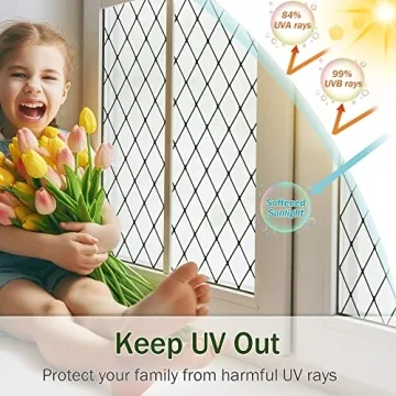 VELIMAX Frosted Black Lattice Window Film for Privacy