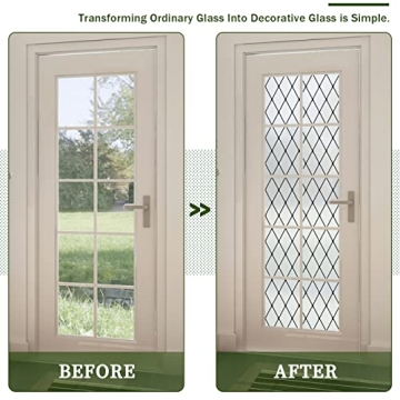 VELIMAX Frosted Black Lattice Window Film for Privacy