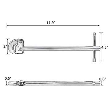 QYQRQF Adjustable Basin Wrench, 11" Adjustable Tap Nut Spanner Long Handle Basin Spanner for Fixing Back and Union Nuts Under Sink (3/8-1 in.)