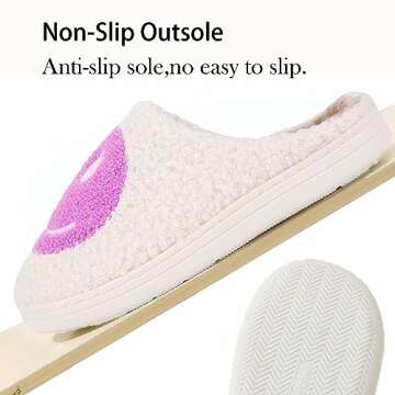 LINWIND Fuzzy Slippers for Women Men, Cute Retro Fluffy Happy Face House Slippers, Plush Memory Foam Slippers for Women Indoor and Outdoor Cozy Trendy Slip-On House Shoes(purple,36/37)