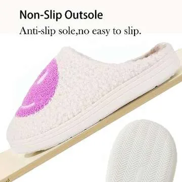 LINWIND Fuzzy Slippers for Women Men, Cute Retro Fluffy Happy Face House Slippers, Plush Memory Foam Slippers for Women Indoor and Outdoor Cozy Trendy Slip-On House Shoes(purple,36/37)