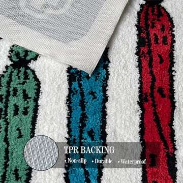 Cool Rugs for Bedroom, 2x3 Funky Aesthetic Retro Non Slip Washable Fluffy Absorbent Bathroom Rug,Cut...