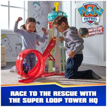 PAW Patrol: Rescue Wheels Super Loop Tower HQ, with Light, Sound, Vehicle Launcher, Chase Action Fig...