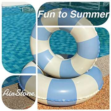 Air Stone Inflatable Pool Floats for Adults, Floats for Swimming Pool Summer Fun Swim Rings for Adult Size, Pool Party Floaties Inner Tubes for Beach Pool Beach Blue