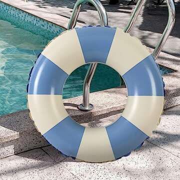 Air Stone Inflatable Pool Floats for Adults, Floats for Swimming Pool Summer Fun Swim Rings for Adult Size, Pool Party Floaties Inner Tubes for Beach Pool Beach Blue