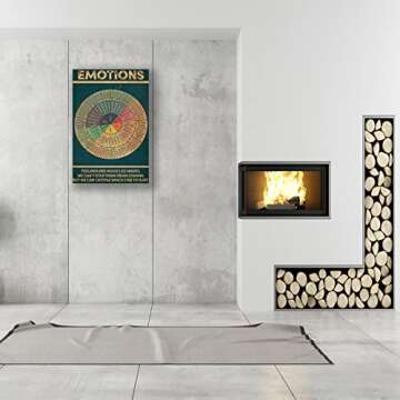 Wheel Of Emotions Poster Framed Quotes Wall Art Decor Feelings Chart Poster Modern Vintage Prints Mental Health Poster Decorations For Bedroom Framed (12x18 inch)