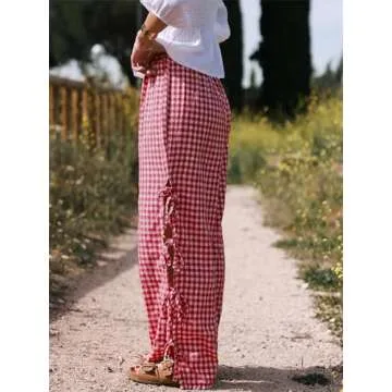 Stylish Y2K Wide Leg Gingham Pants for Women