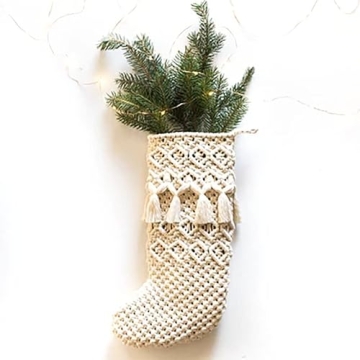 IOWER Christmas Stockings Boho Macrame Decor Personalized Hanging 15" L×9" W