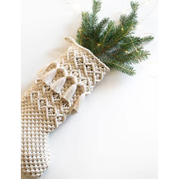 IOWER Boho Macrame Christmas Stockings 15" L×9" W for Holidays