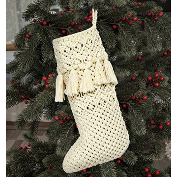 IOWER Boho Macrame Christmas Stockings 15" L×9" W for Holidays