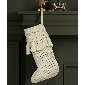 IOWER Boho Macrame Christmas Stockings 15" L×9" W for Holidays