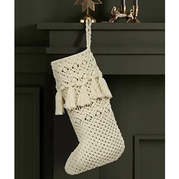 IOWER Boho Macrame Christmas Stockings 15" L×9" W for Holidays