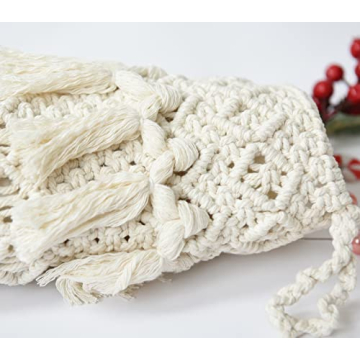 IOWER Boho Macrame Christmas Stockings 15" L×9" W for Holidays