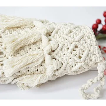 IOWER Boho Macrame Christmas Stockings 15" L×9" W for Holidays